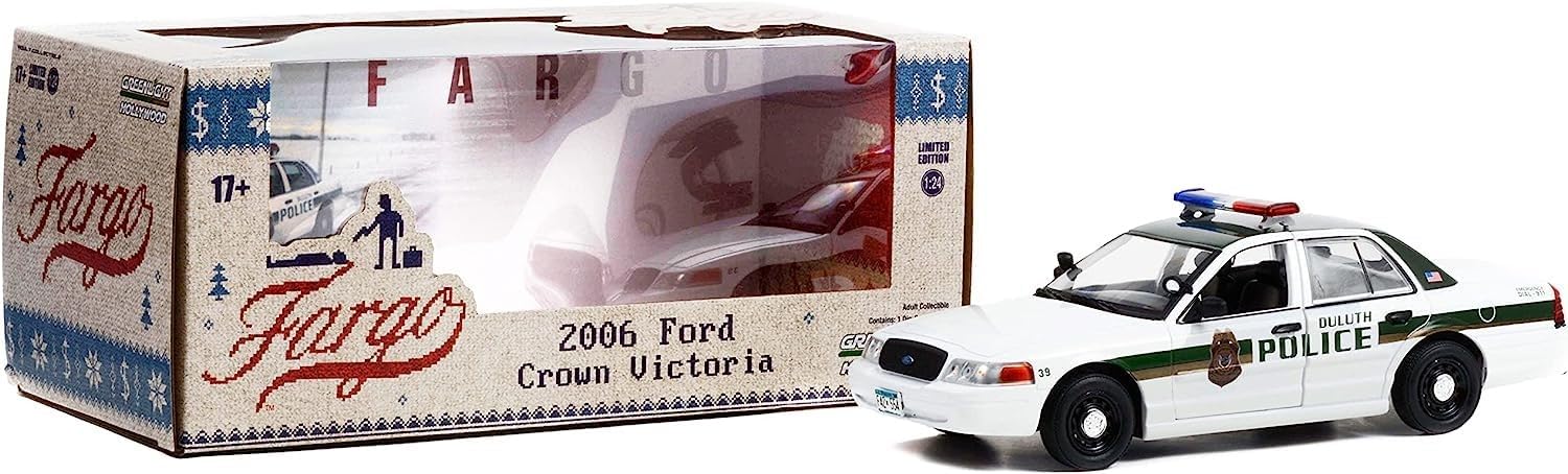 Greenlight 2006 Crown Victoria Police Interceptor White & Green Duluth Police (Minnesota) Fargo (2014-2020) Serie de TV 124 Diecast Modelo 84153