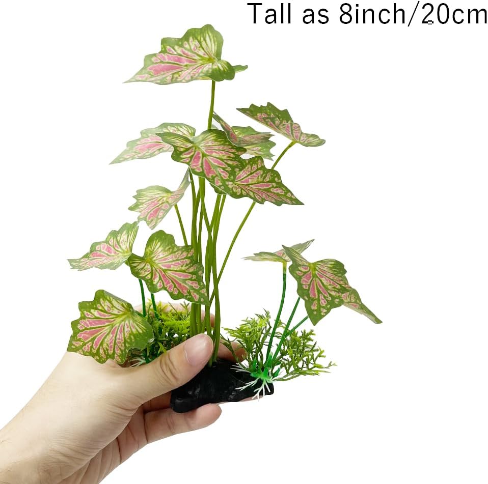 Smoothedo-Pets Plantas de acuario Decoraciones para pecera, 2 piezas, plantas artificiales de plástico, peces de colores, paisajes acuáticos, pieles
