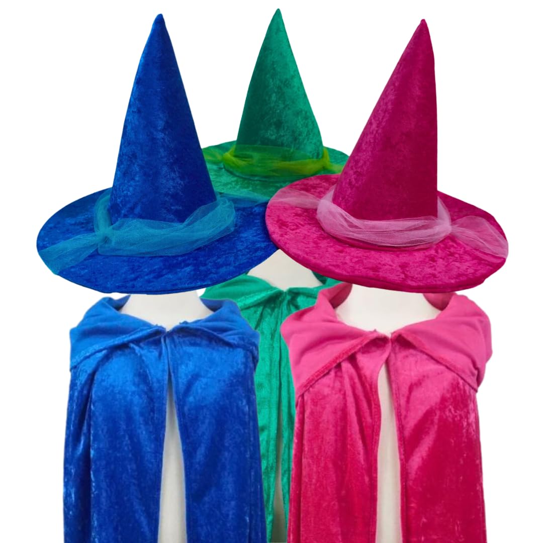 Sleeping Beauty Good Fairy Costume Sets (Hats and Capes) – Kids, Teen, Adult and Plus Sizes (Plus Size, Blue)