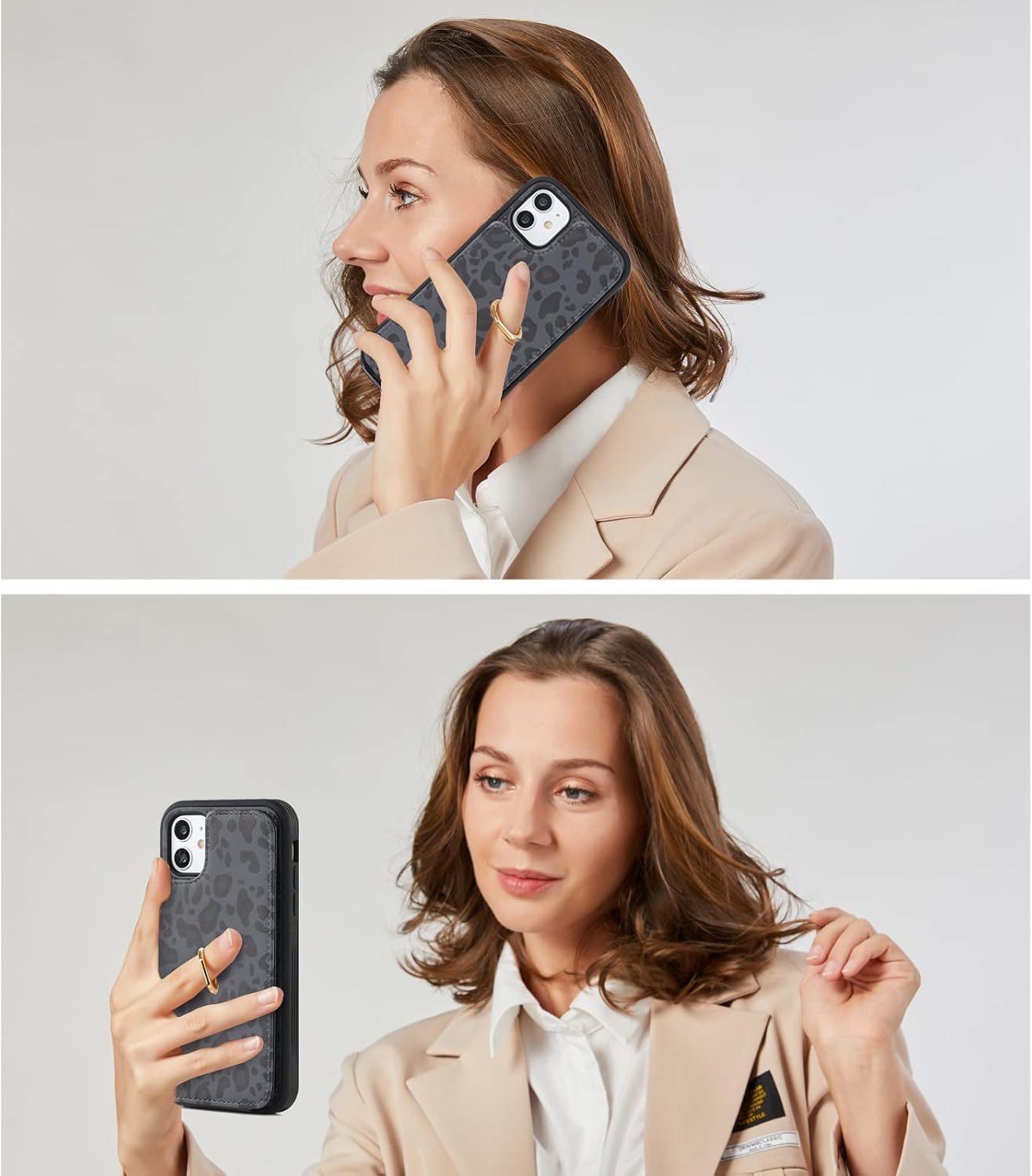Elteker Funda para iPhone 11 con soporte para tarjetas, funda tipo cartera para iPhone 11 para mujer con soporte de anillo, bloqueo RFID, ranuras