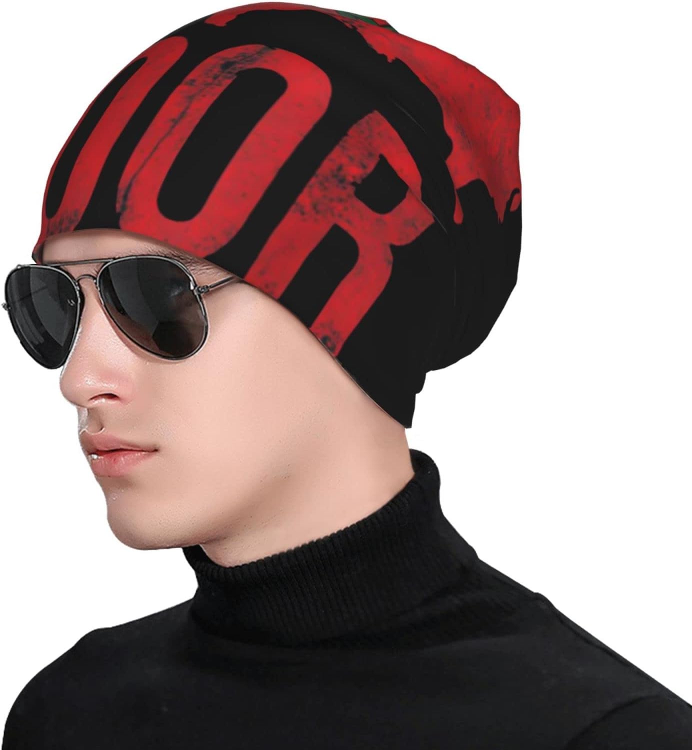 Morish American America Amexem Marroquí Beanie Sombreros Hombres Navidad Sombreros Térmicos Unisex Sombrero de Punto Negro, Negro –