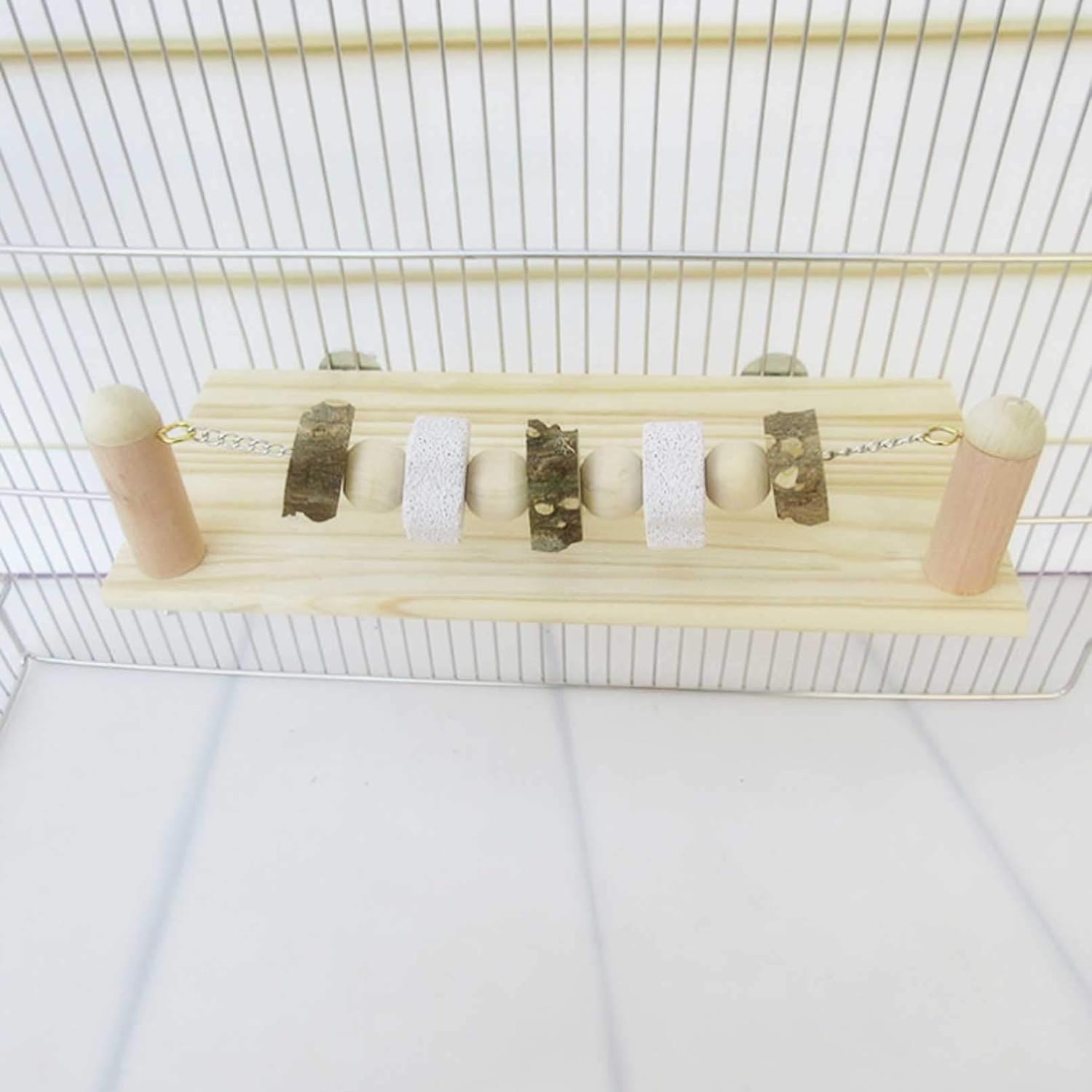 kathson Plataforma de repisa de madera para hámster, juguetes para masticar, accesorios para jaula de chinchilla, accesorios de conejillo de indias,