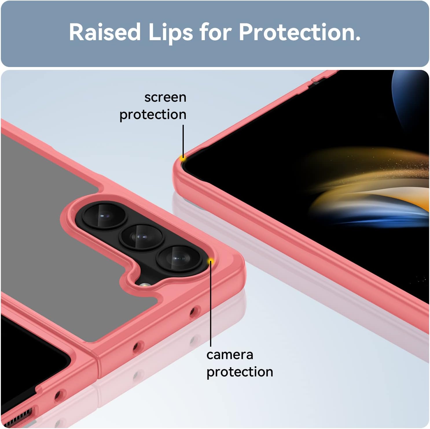 Funda para Samsung Galaxy Z Fold 5 5G Acrílico transparente + TPU Funda protectora transparente sin amarillamiento (rojo)