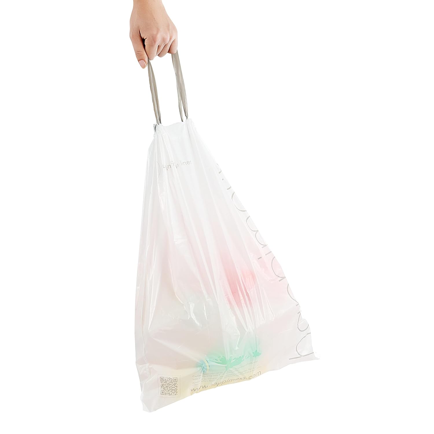 happimess HPM3000A-WHITE – Bolsas de basura con cordón de cocina de 7.9 galones, forro para botes de basura, color blanco, 60 unidades, 3 paquetes
