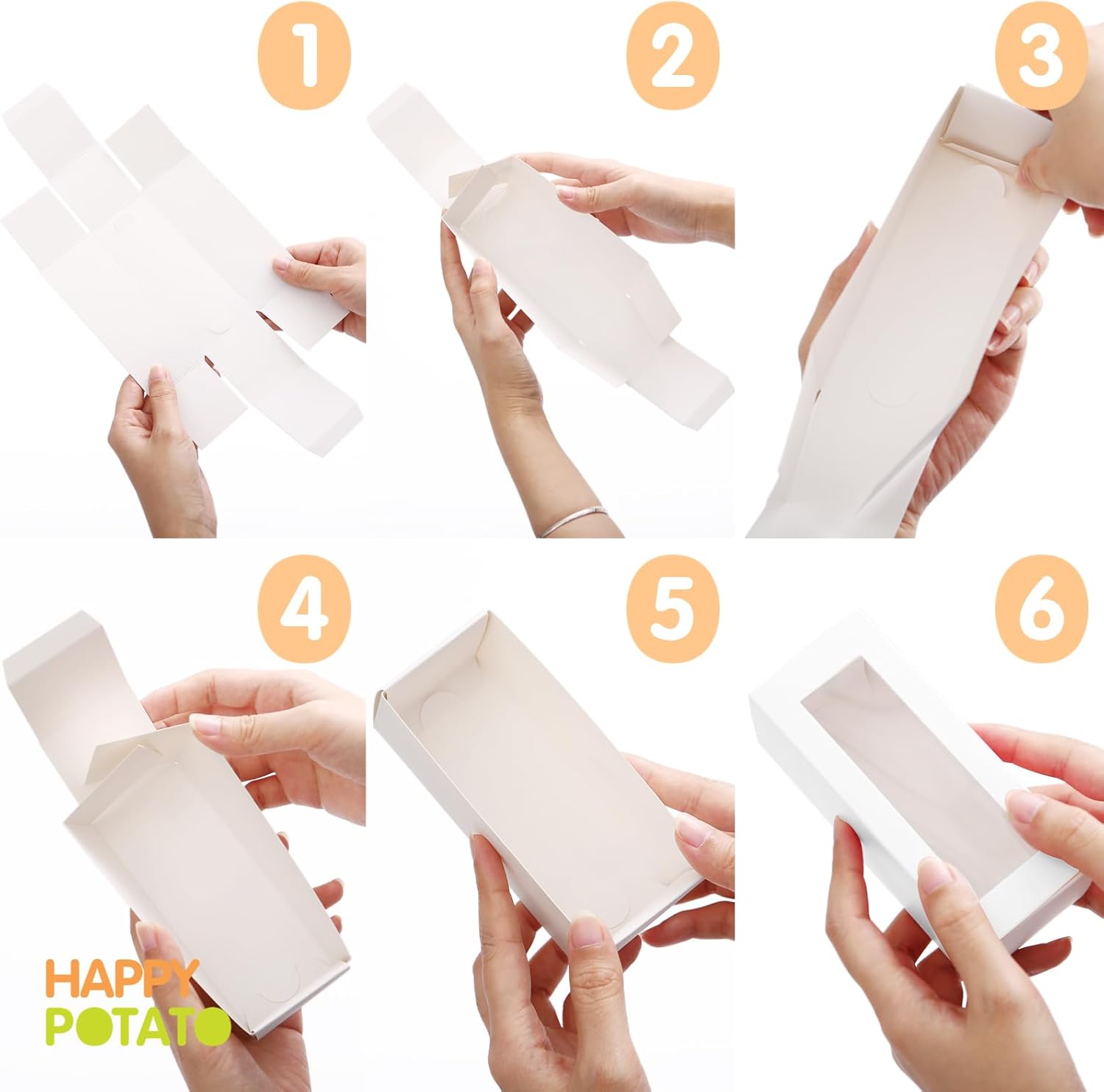 HAPPY POTATO Paquete de 30 cajas de macarrones para 4 o 5, 4 x 1.9 x 1.9 pulgadas, cajas de embalaje de macarrones, cajas de macarrón blanco con