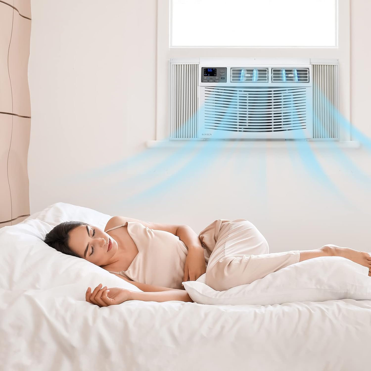 Bonnlo Unidad de ventana de aire acondicionado de 8000 BTU habilitada para WIFI, aire acondicionado de ahorro de energía, unidad de aire