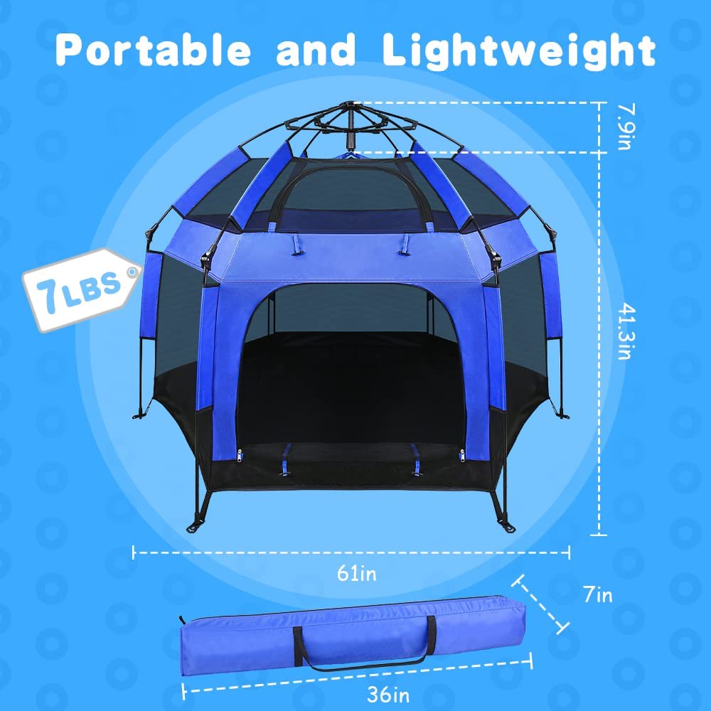 Baby Play Yard Outdoor Baby Playpen with Canopy Beach Tent for Kids and Toddlers Portable Lightweight Pop Up Pack and Play Playards with Travel