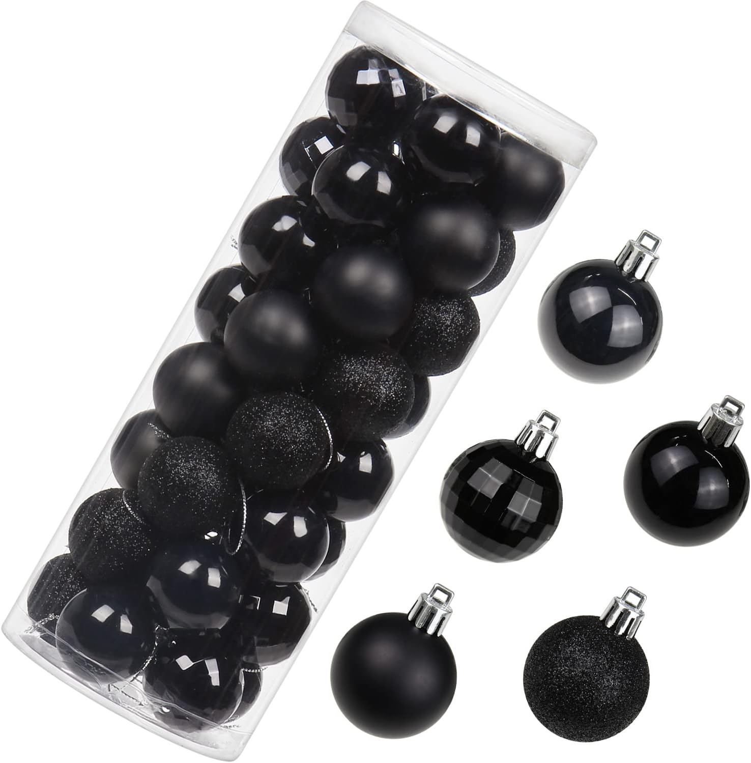 Adornos de bola de Navidad de 1.57 pulgadas, juego de adornos de Navidad negros inastillables, 40 piezas de adornos negros para árbol de Navidad,