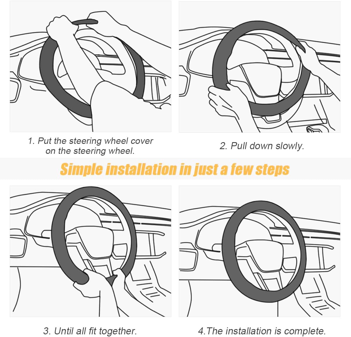 Funda universal para volante de automóvil, de piel de microfibra de 15 pulgadas, antideslizante, transpirable, sin olor, protector de volante de
