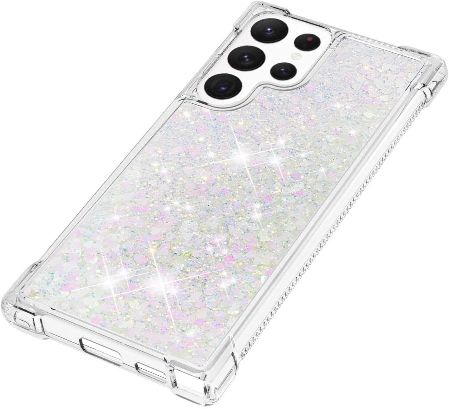 Monwutong LSWT – Funda delgada para Samsung Galaxy S22 Ultra, con efecto de arena movediza líquida con purpurina, silicona suave TPU con lente de