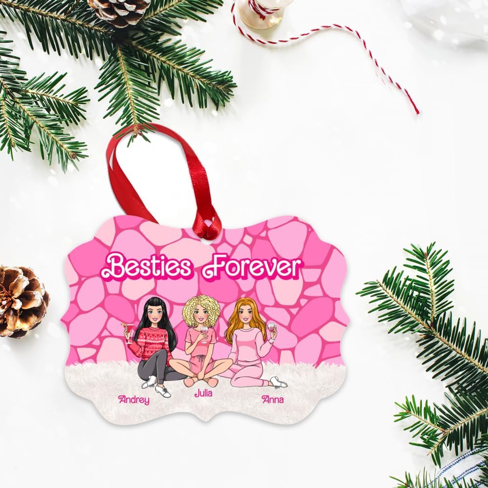 Gossby Adorno personalizado para árbol de Navidad de Besties Forever, regalo de Navidad personalizado para mujeres con diseño, nombre, regalo de