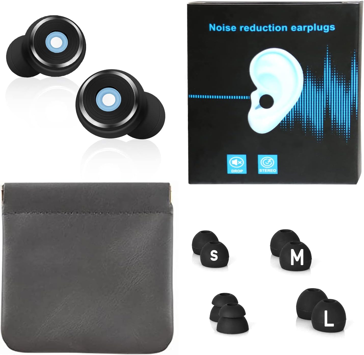 NRR – Tapones para los oídos con cancelación de ruido para dormir, 33 dB, tapones para los oídos de silicona súper suaves y reutilizables para