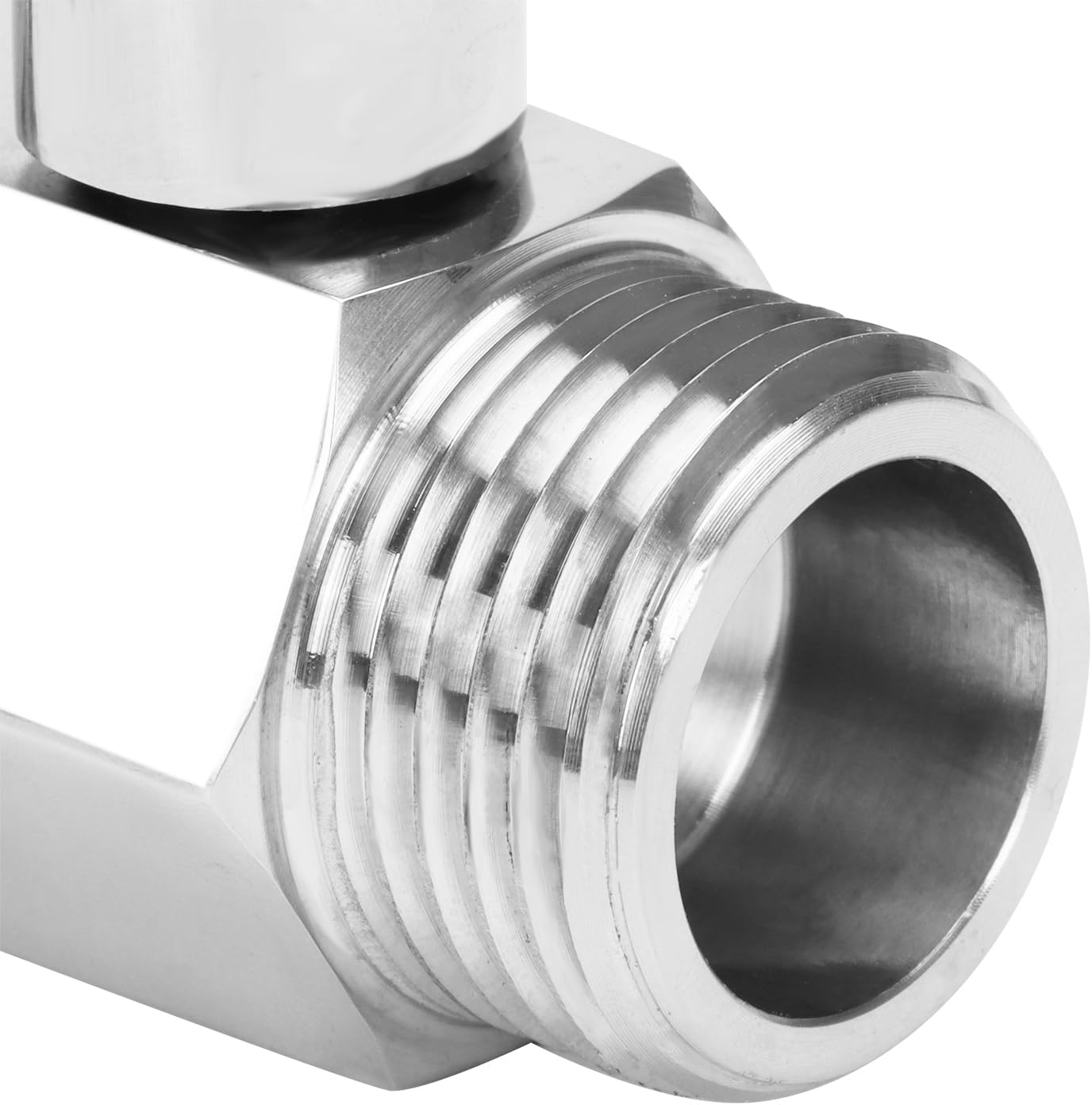 Válvula de cierre de jardín, conector de manguera de agua resistente de acero inoxidable de 34 pulgadas GHT hembra x macho (paquete de 1)