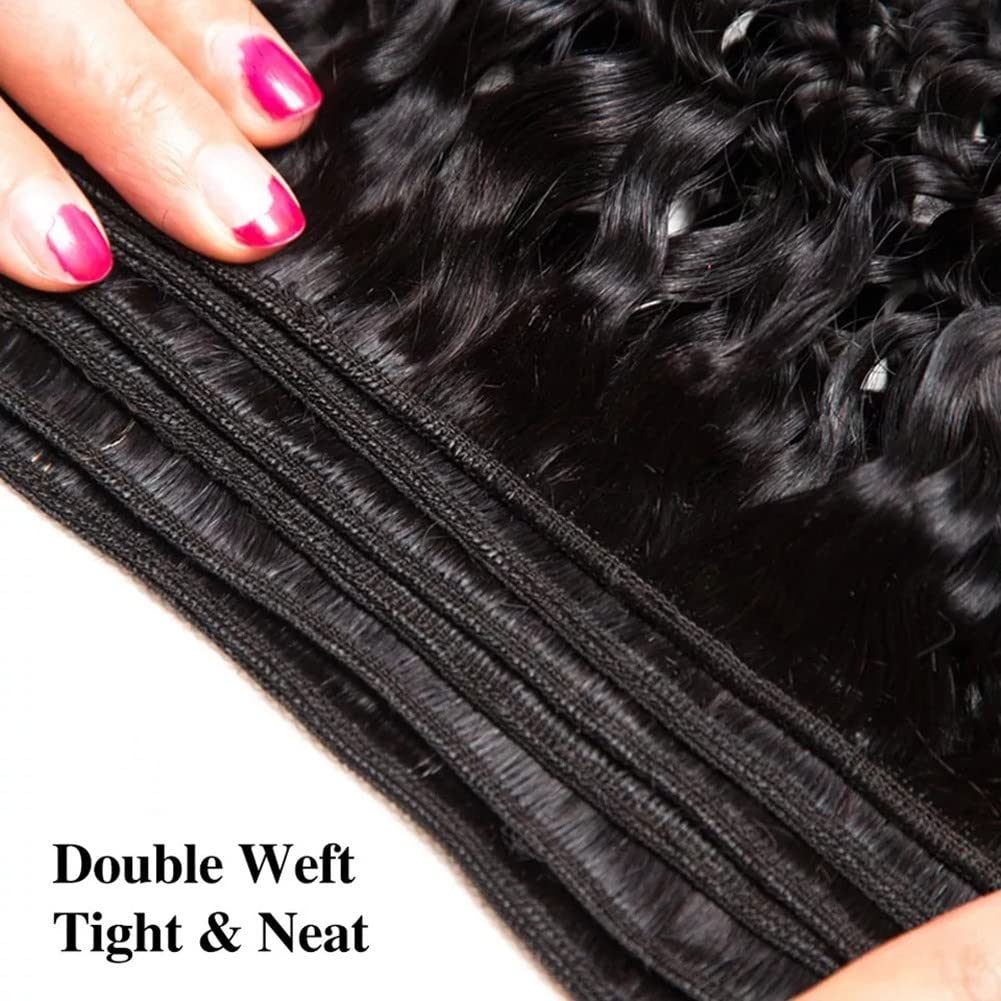 3 paquetes de cabello humano rizado con ondas de agua (24, 26, 28 pulgadas), extensiones de cabello humano virgen brasileño Remy, extensiones de