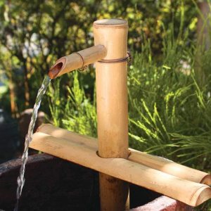Bamboo Accents Fuente de agua de bambú para exteriores, kit de fuente de agua Zen ajustable de 12 pulgadas, función de agua de bambú resistente a la Bamboo Accents Fuente de agua de bambú para exteriores, kit de fuente de agua Zen ajustable de 12 pulgadas, función de agua de bambú resistente a la