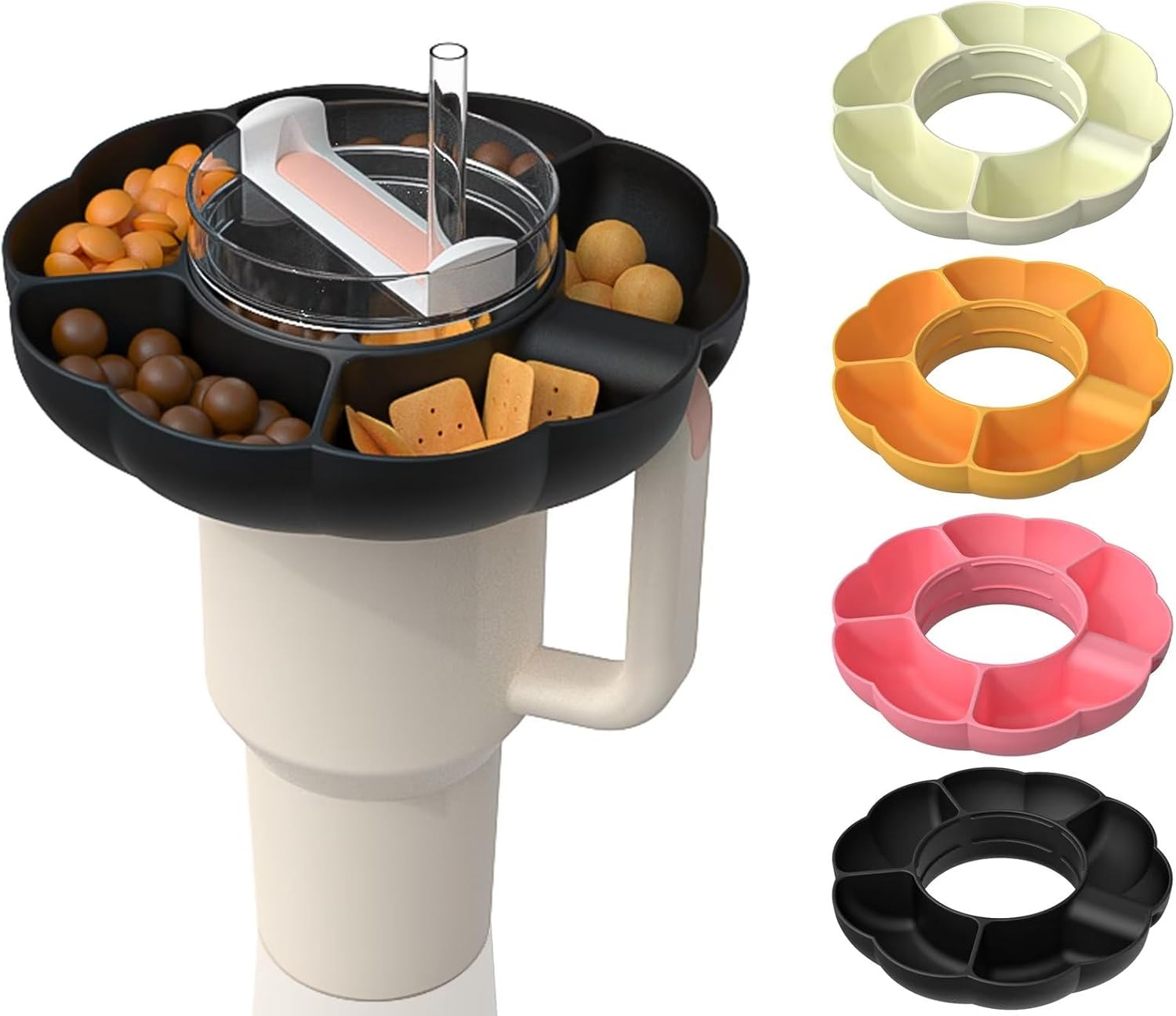 Stanley – Bandeja de aperitivos para vaso Stanley de 40 onzas con asa, accesorios de taza Stanley para Stanley Dupe de 40 onzas, soporte de anillo