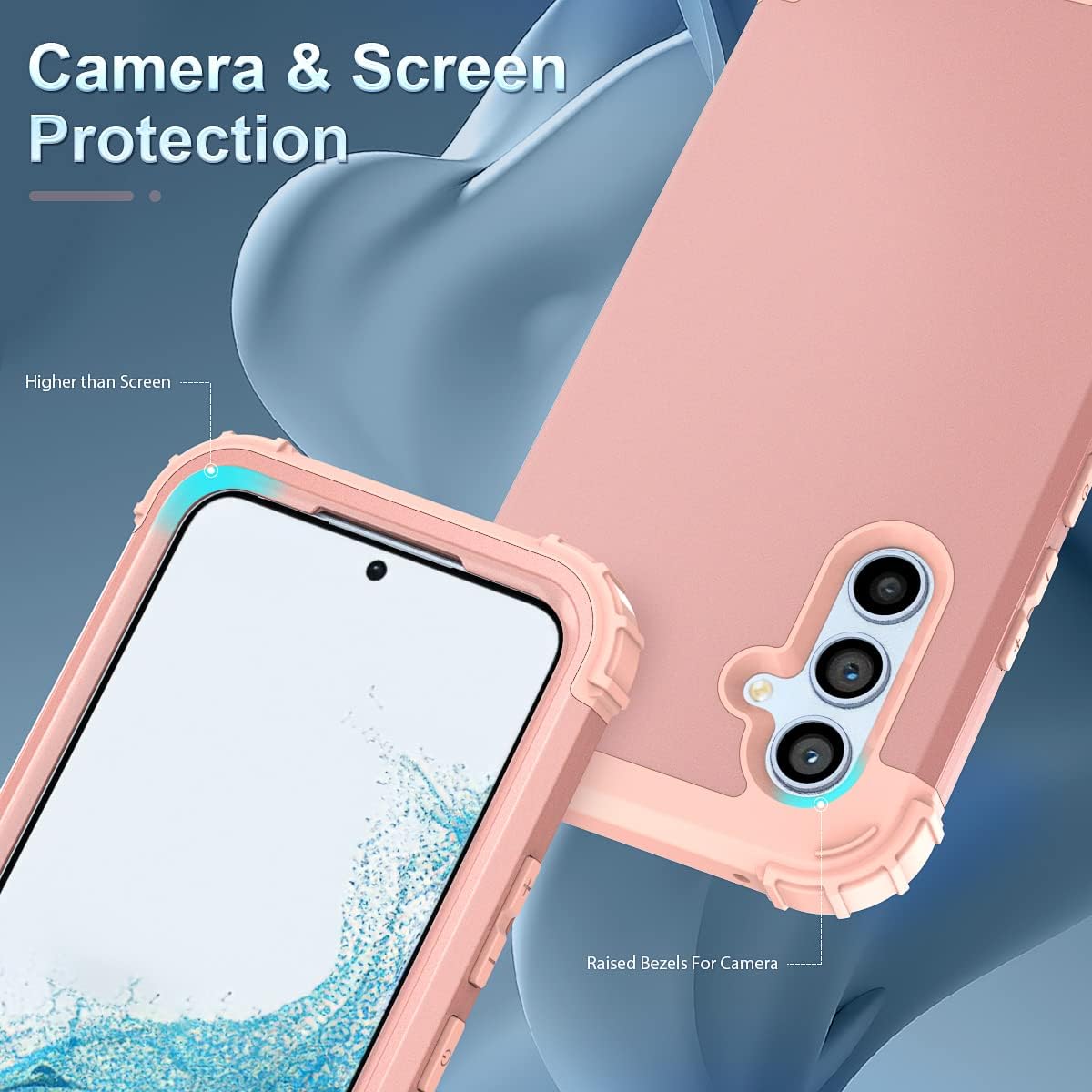 Asuwish Funda de teléfono para Samsung Galaxy A54 5G, cubierta dura, a prueba de golpes, silicona suave, híbrida, tres capas, agarre resistente,