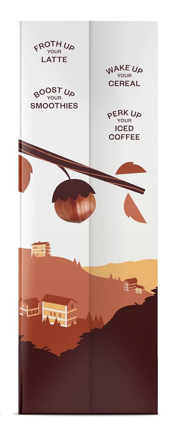 Hazelicious Leche de avellana ligeramente endulzada, vegana, sin OMG, sin lácteos y a base de plantas, espuma perfectamente y apta para baristas,