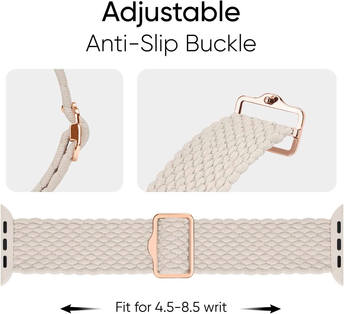 Braided Solo Loop Bands 5-Pack Compatible with Apple Watch Band 38mm 40mm 41mm 42mm 44mm 45mm 49mm Women Men, Adjustable Stretchy Elastic Strap for