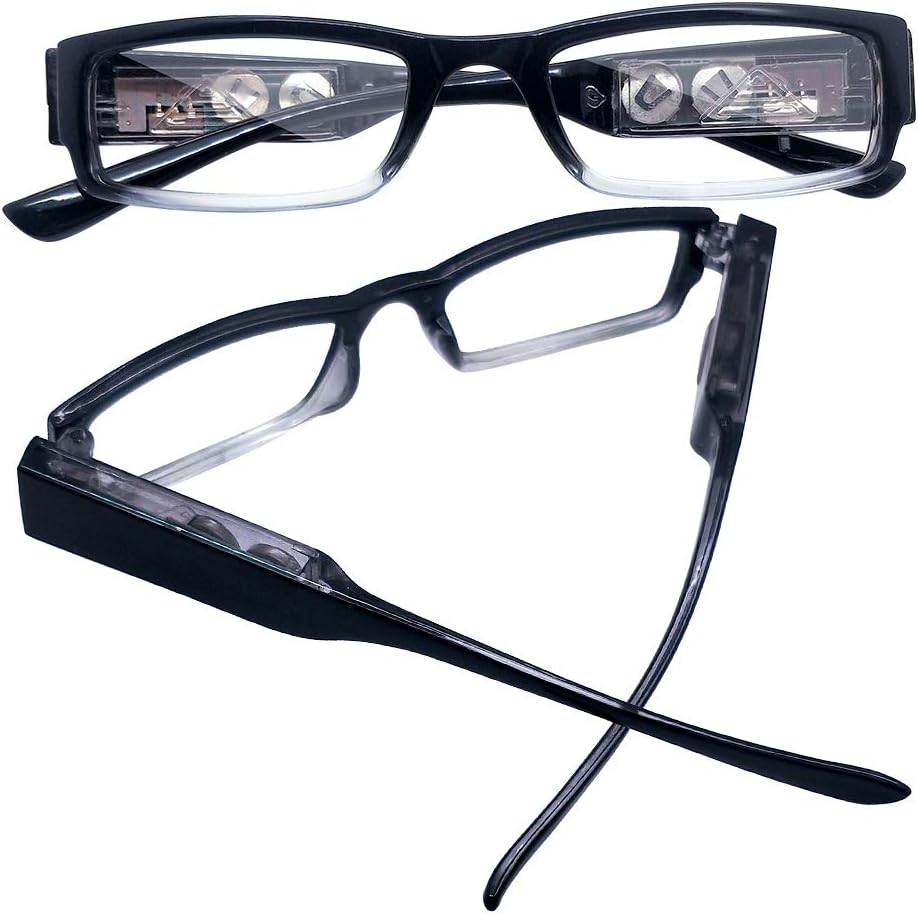 Paquete de 2 lentes de lectura con luces, lectores LED con luces, lupas iluminadas, anteojos de lectura iluminados para hombres y mujeres, anteojos