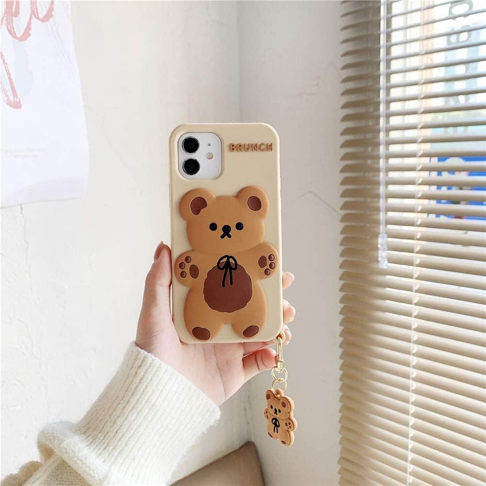 SGVAHY Funda de teléfono para iPhone 13, bonita funda para iPhone, funda de teléfono creativa con llavero de dibujos animados para iPhone, funda de