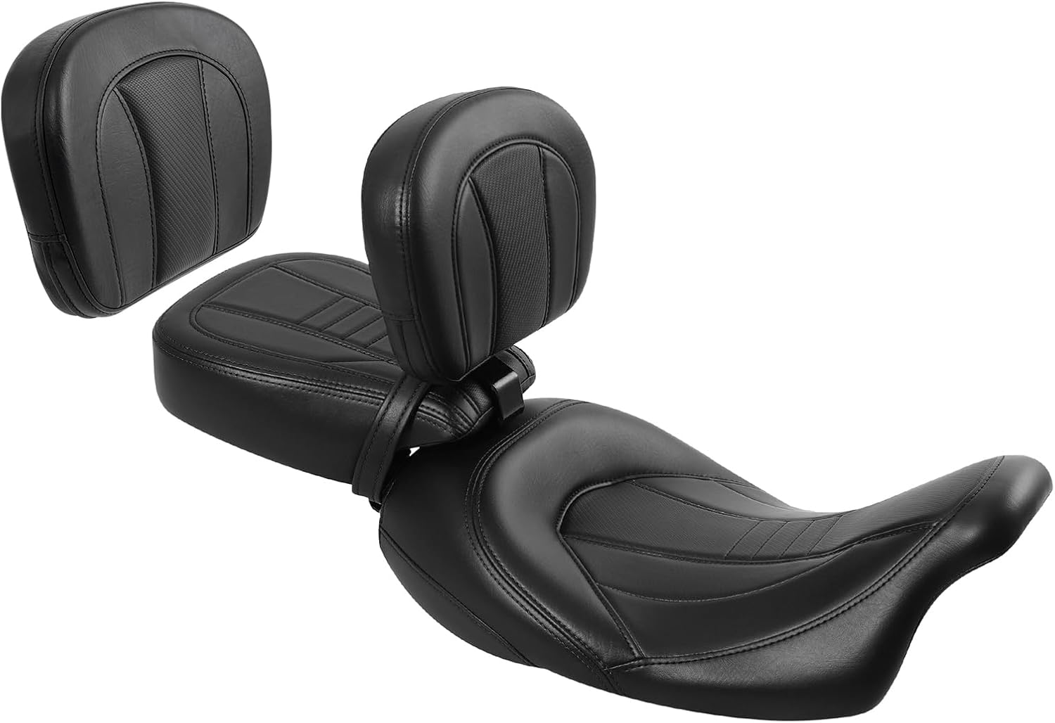 TCT-MOTORPARTS Asiento de pasajero de perfil bajo para motocicleta, respaldo del conductor, barra Sissy para Harley Touring CVO Road King Street