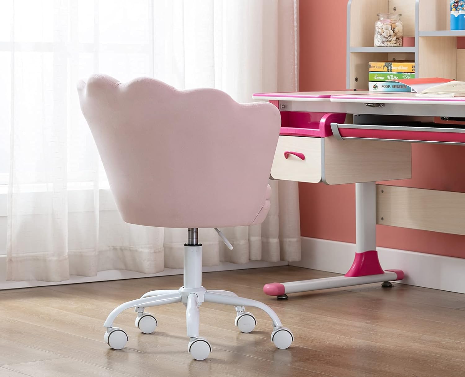 chairus Bonita silla de escritorio para niños, de terciopelo, para sala de estar, silla tapizada para adolescentes con respaldo de concha, silla