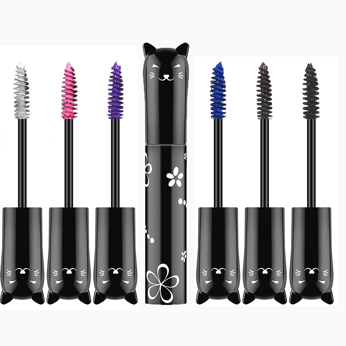 Juego de rímel de 6 colores, impermeable, natural y de larga duración, fibra de color arcoíris, encantador regalo de maquillaje para mujeres y niñas