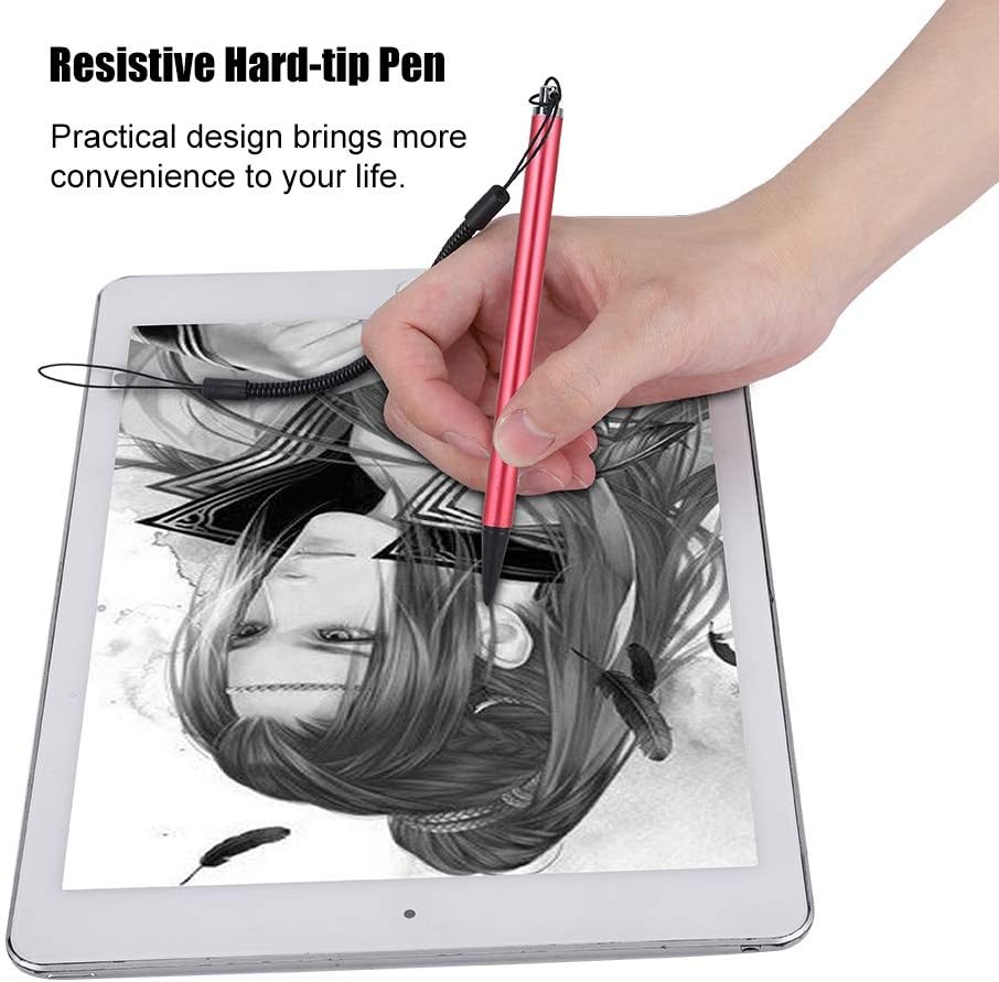 Lápiz táctil universal, lápiz táctil negroplatarojo resistivo POS PDA Navigator Tablet Screen Touch Painting Pen con cuerda de resorte colgante