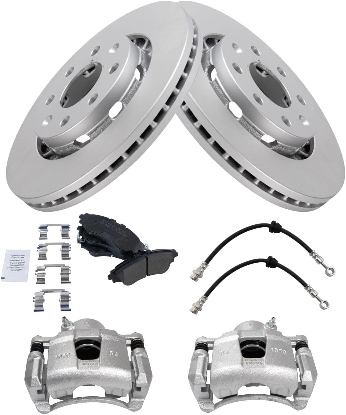 TRQ Kit de pastillas de freno delantero y rotor compatible con Chevrolet Aveo 04-11 07-11 Aveo5 09 Pontiac G3