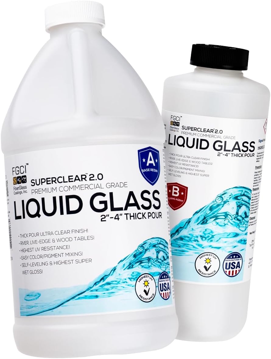 Kit de resina epoxi de vertido profundo, cristal líquido transparente, de 5 a 3.9in, más resina epoxi transparente a la vez para bordes vivos, mesas