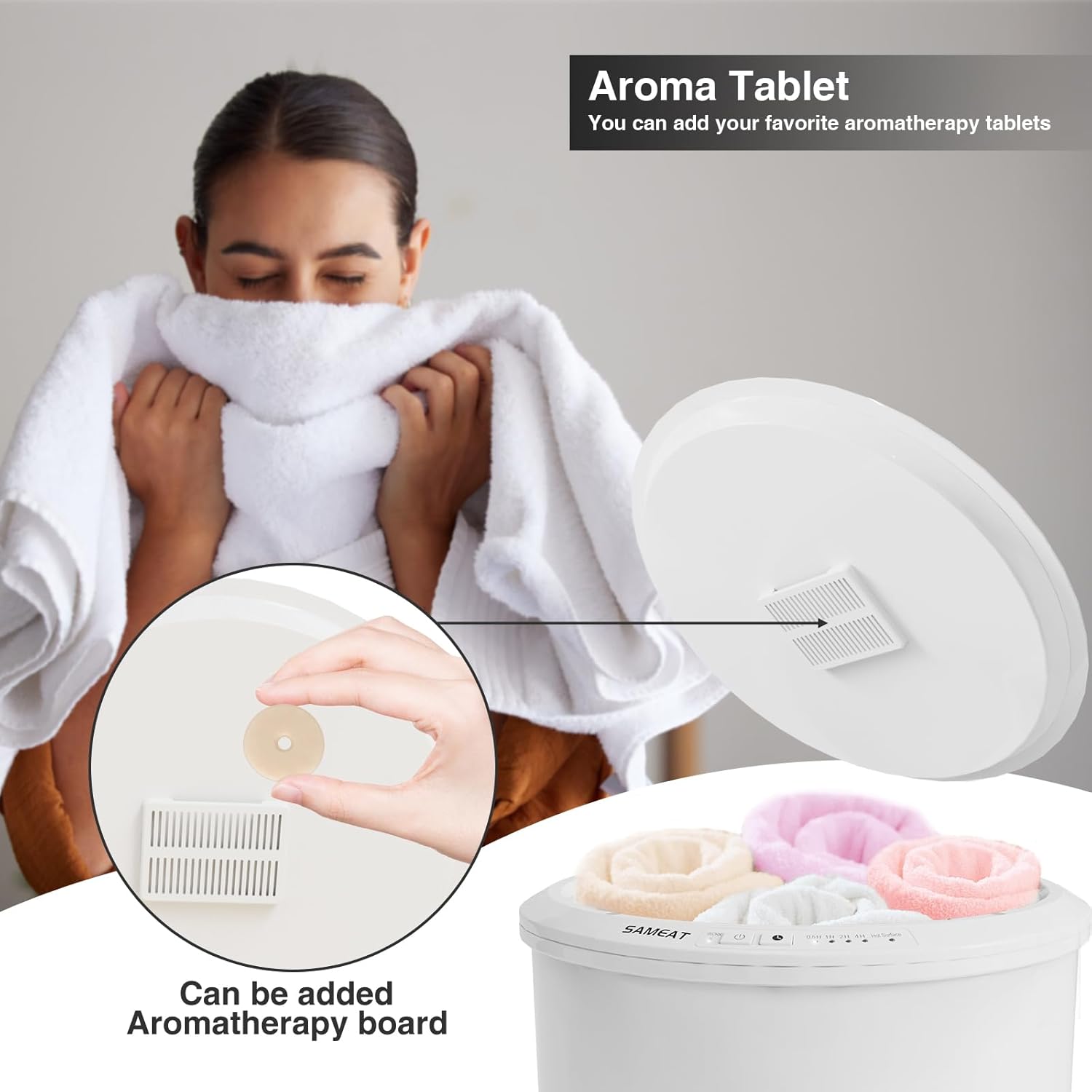 SAMEAT Calentadores de toallas con calefacción para baño, cubo grande para calentador, mango de madera, apagado automático, se adapta a hasta dos