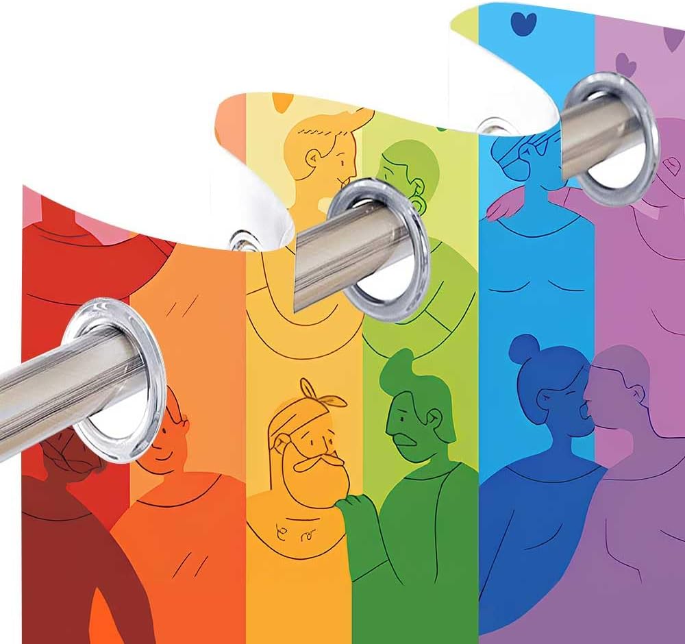 EOTDMS CLDWEO0575 – Cortina LGBT, con diseño de arcoíris gay, con aislamiento térmico y ojales, para sala de estar, dormitorio, 42 x 84 pulgadas,