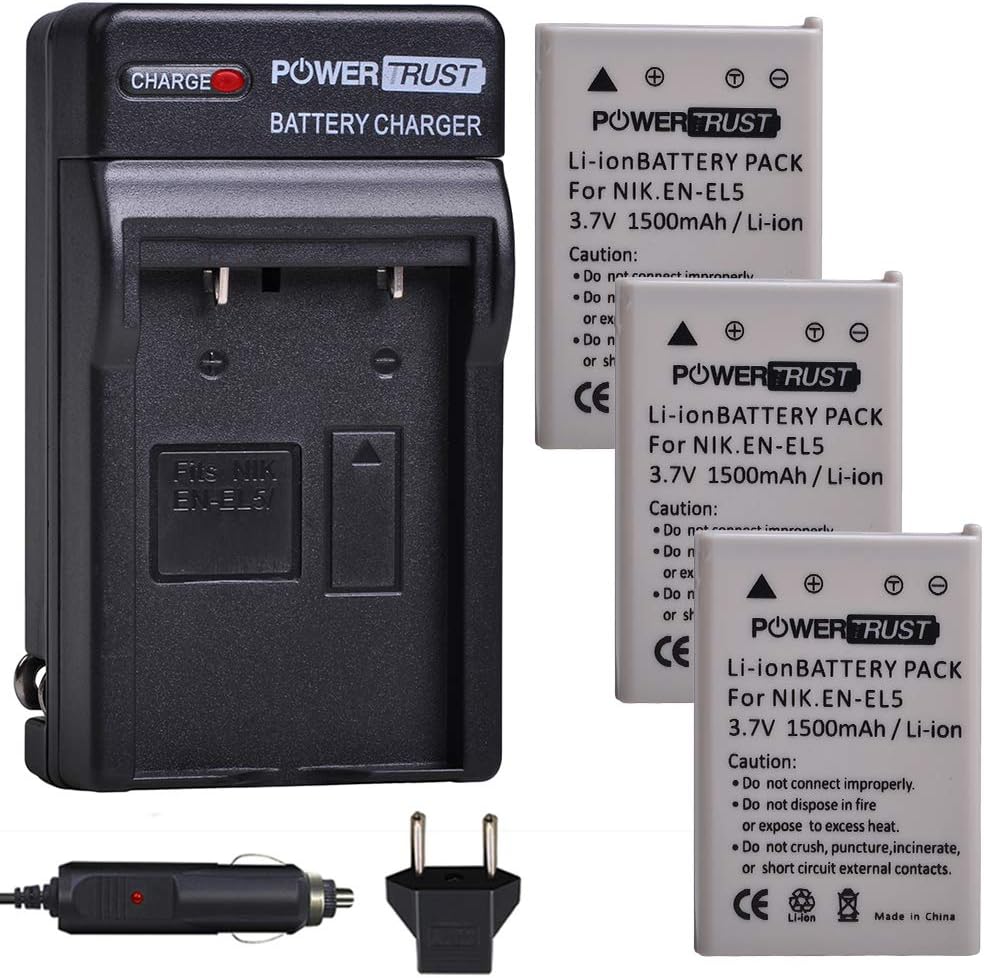 3X EN-EL5 EL5 Kits de batería y cargador rápido para Nikon ENEL5 CoolPix 3700, 4200, 5200, 5900, 7900, P3, P4, P80, P90, P100, P500, P510, P520,