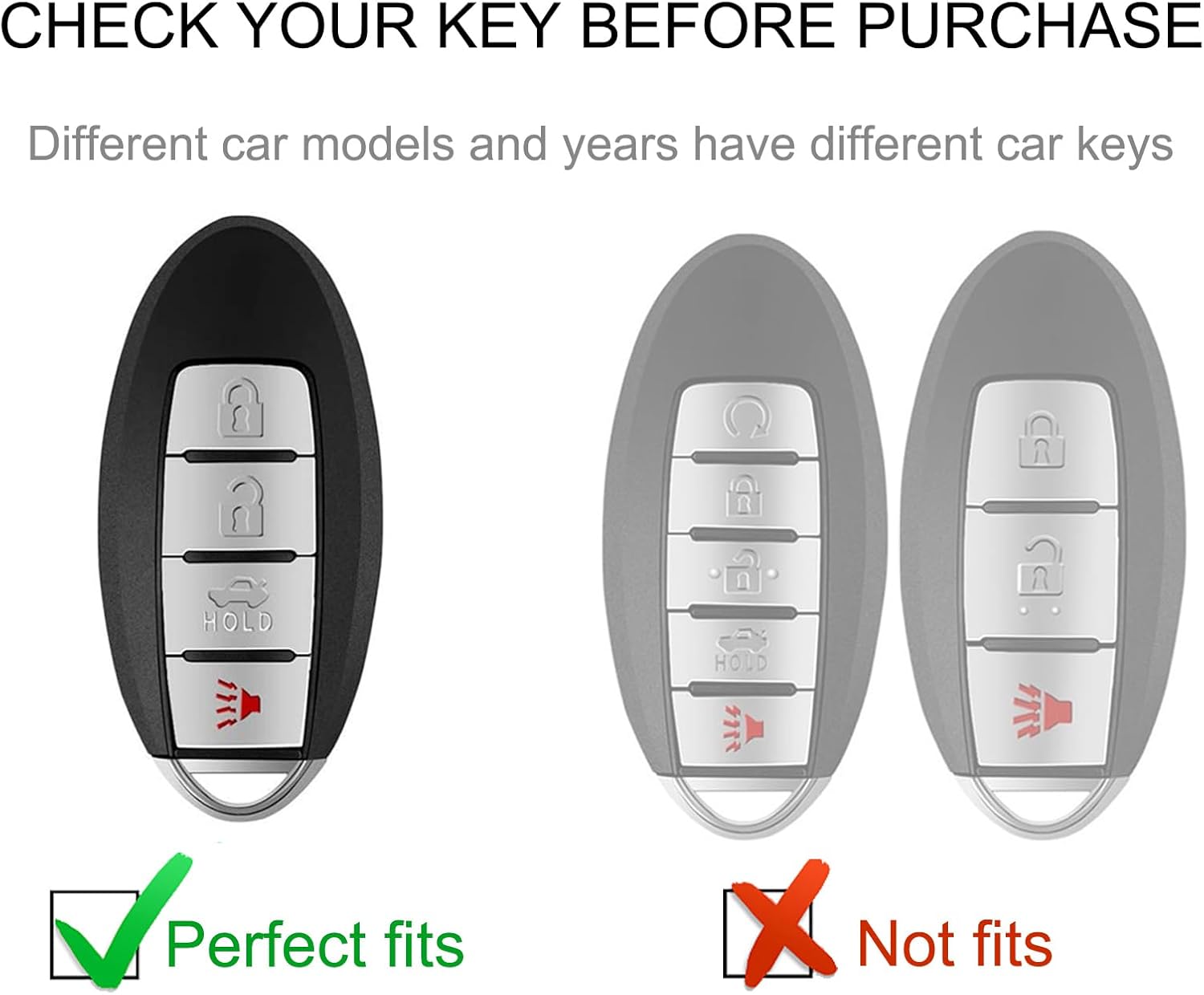 Funda para llavero Nissan con cordón de cuero, funda compatible con Altima Maxima, Murano, Rogue Sentra Sentra 370z Pathfinder Smart Key Protector