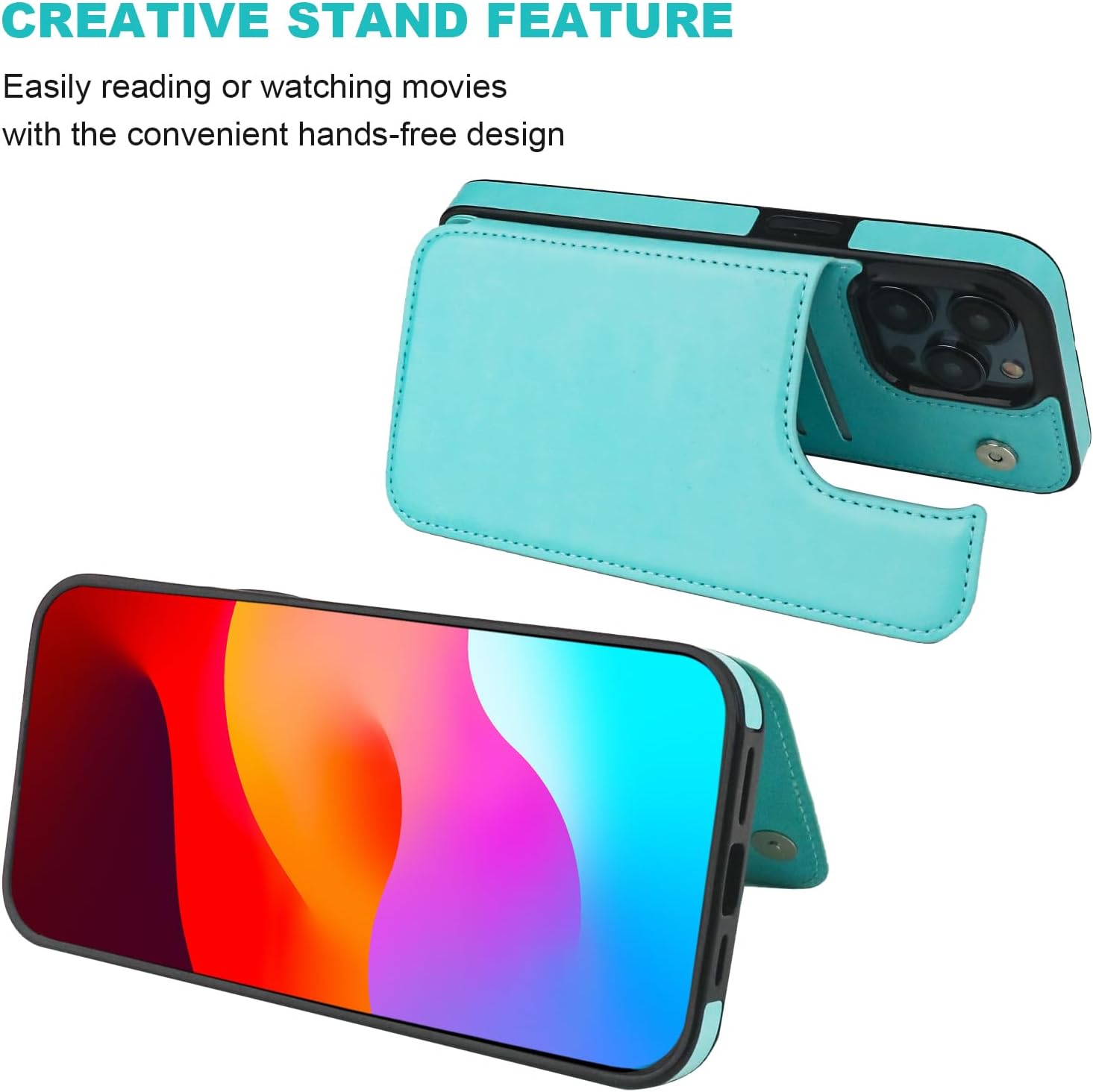 Onetop Funda tipo cartera compatible con iPhone 15 Pro Max con soporte para tarjetas, funda de piel sintética con ranuras para tarjetas, doble