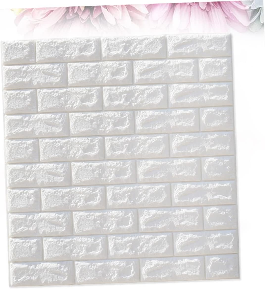Angoily Paneles de pared de espuma, adhesivos para piso, decoración blanca, papel tapiz de ladrillo, despegar y pegar, paneles de pared 3D para