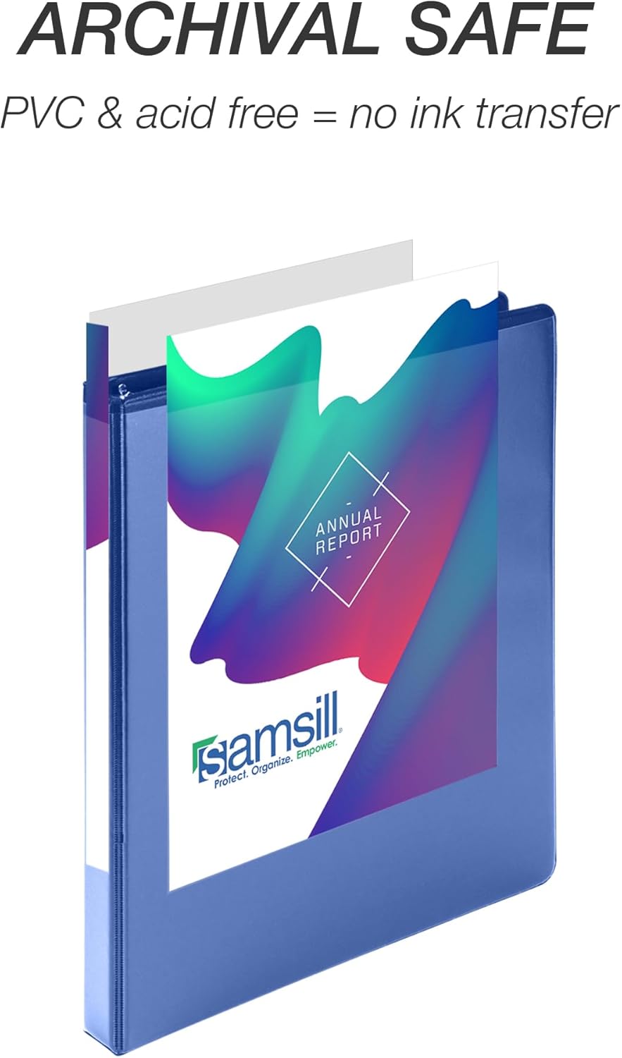 Samsill Carpeta duradera de 0.5 pulgadas, fabricada en los Estados Unidos, carpeta de anillos en D, carpeta transparente personalizable, azul,