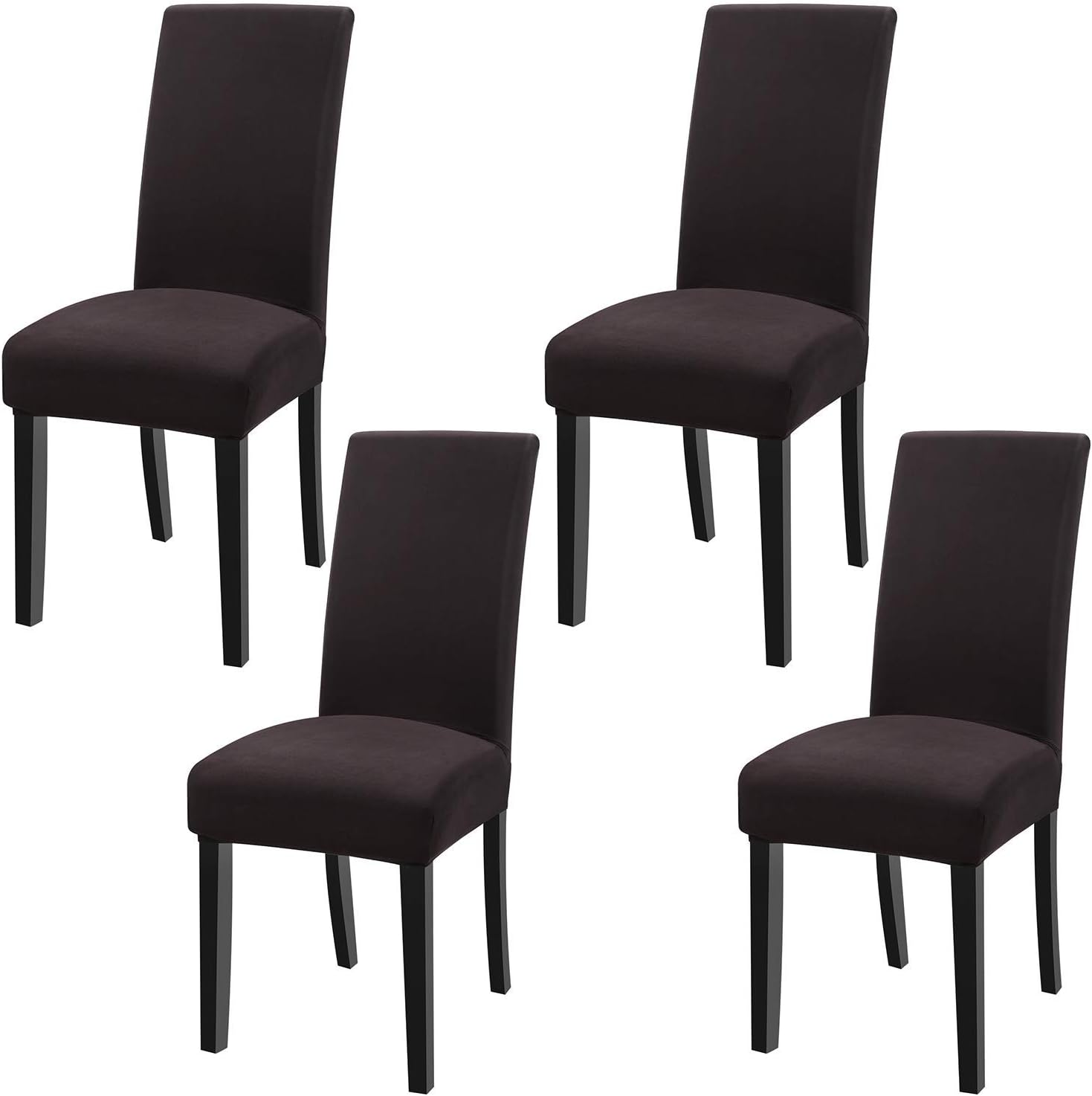 Fuloon – Juego de 4 fundas protectoras para sillas de comedor, elásticas, removibles, lavables, cortas, para hoteles, comedores, ceremonias,