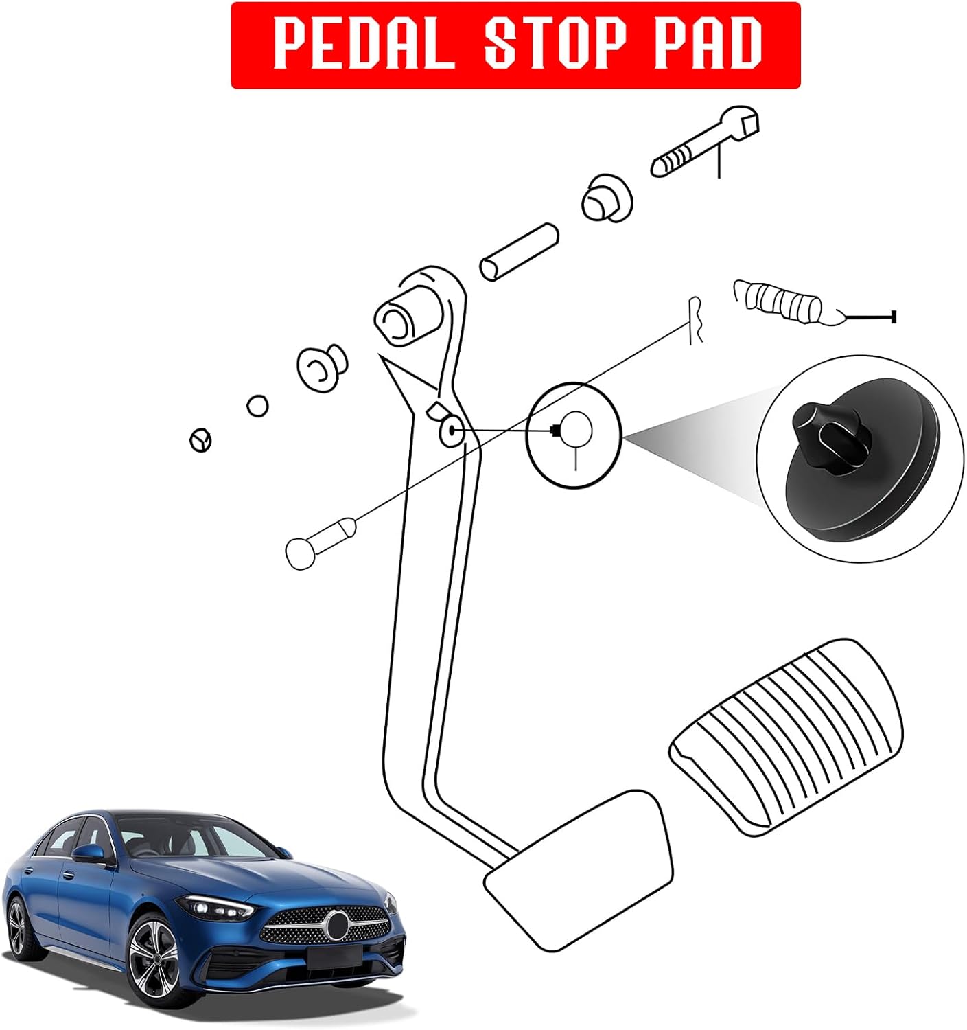 4 almohadillas de freno para pedal de interruptor de freno, tapón de pedal de embrague de automóvil, tapón de interruptor de luz de freno de goma