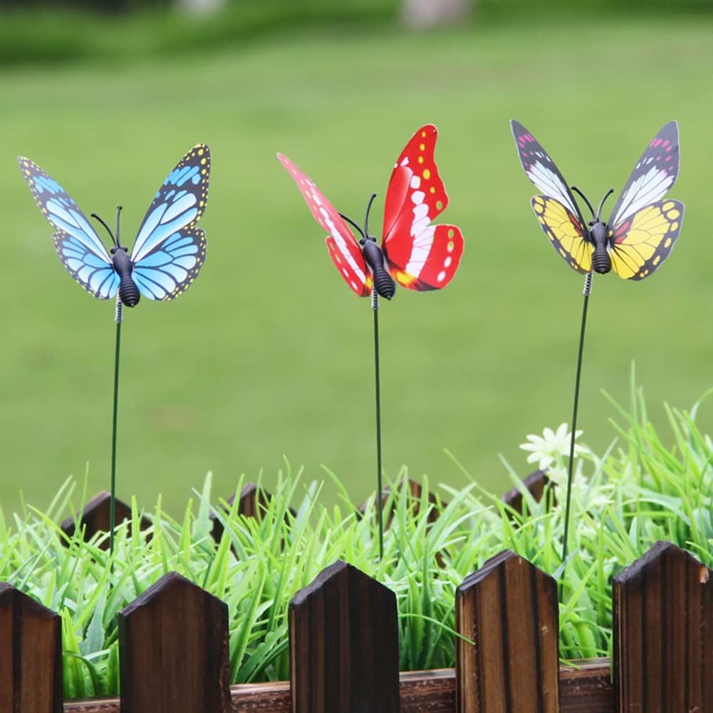 50 estacas de mariposa para jardín, estacas de decoración de mariposa, impermeables, para jardín, decoración de patio, Navidad, 9.8 pulgadas
