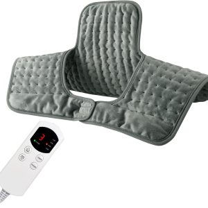 Almohadilla térmica de chal para cuello y hombros, manta térmica de cuello con peso de 18 x 22 pulgadas para aliviar calambres, calor seco y húmedo, Almohadilla térmica de chal para cuello y hombros, manta térmica de cuello con peso de 18 x 22 pulgadas para aliviar calambres, calor seco y húmedo,