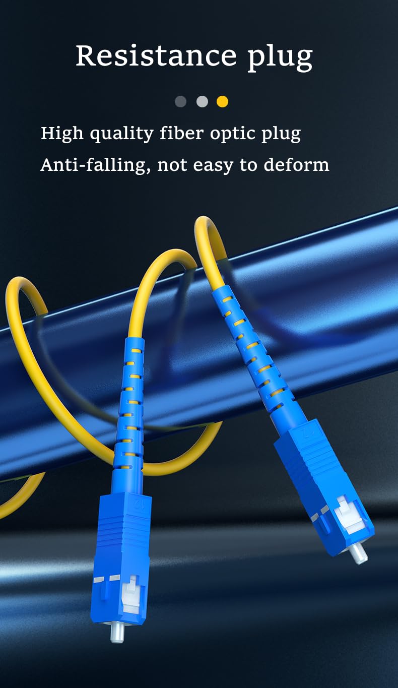 TOYAYAYO Paquete de 2 cables de Internet de fibra óptica SCAPC a SCAPC, cable de conexión blindado de modo único, cable de conexión óptico de puente