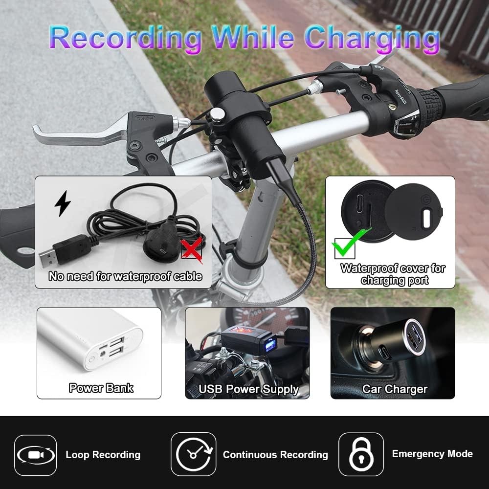 VSYSTO Cámara de bicicleta WiFi 2K con luz trasera de visualización de temperatura, visión nocturna súper gran angular de 170 SONYIMX335 lente