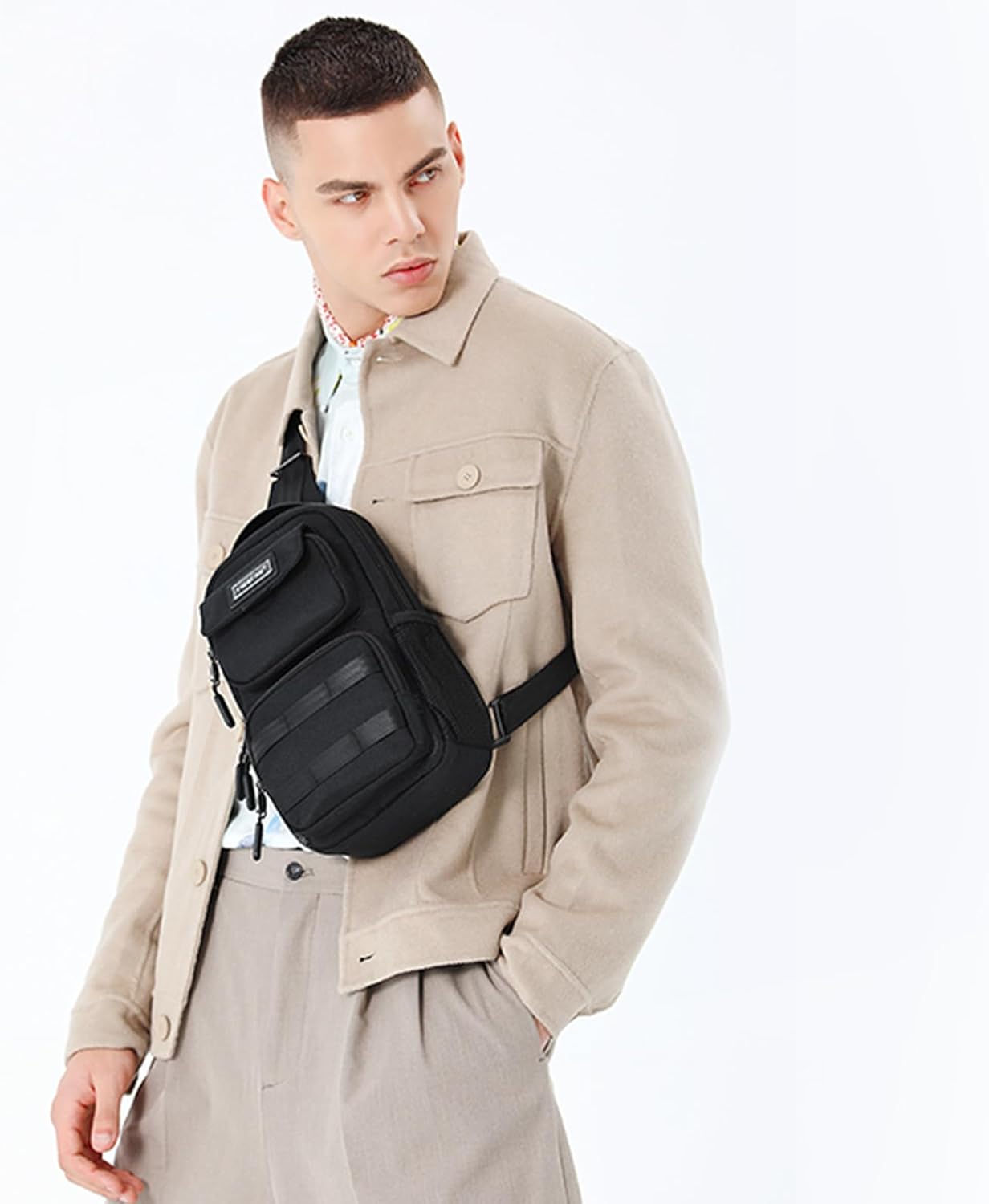 TIGERNU Bolso bandolera para hombre, mochila cruzada pequeña, bolso bandolera de hombro casual, para viajes, senderismo, bolsa de pecho para acampar