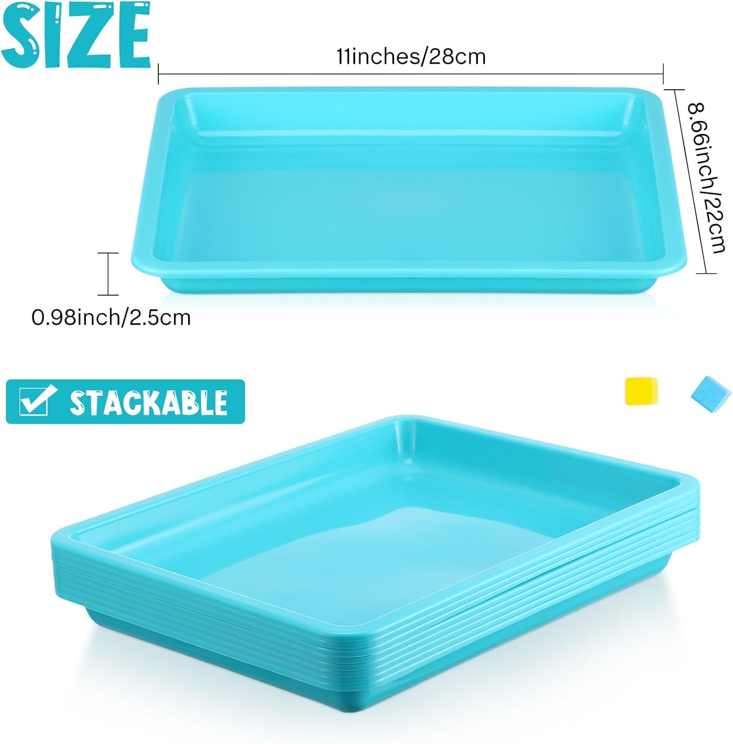 24 bandejas de plástico para actividades artísticas y bandejas de manualidades de 11 x 8.66 x 0.98 pulgadas, bandeja organizadora de servicios,
