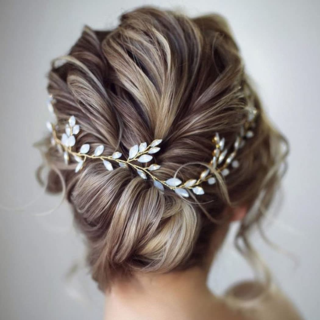 JAKAWIN Bride Crystal Wedding Hair Vine Gold Bridal Hair Piece Rhinestone Accesorios para el cabello para mujeres y niñas HV113 (dorado)