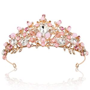 NODG Tiaras y coronas de oro rosa para mujer, tiaras de boda de cristal rosa para mujeres, diademas de fiesta de cumpleaños, graduación, concurso, NODG Tiaras y coronas de oro rosa para mujer, tiaras de boda de cristal rosa para mujeres, diademas de fiesta de cumpleaños, graduación, concurso,