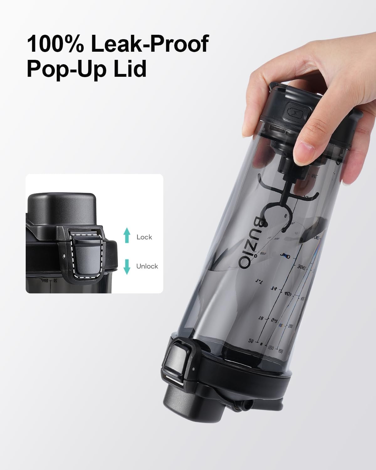 BUZIO Botella mezcladora eléctrica de proteínas, botella mezcladora de 24 onzas, botellas mezcladoras recargables por USB para mezclas de proteínas,