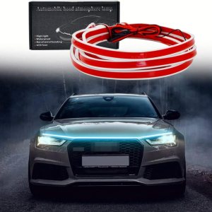 Tira de luz para capó de automóvil de 59 pulgadas, color azul hielo, tira de luces LED para capó, flexible, impermeable, escaneo dinámico, tira de Tira de luz para capó de automóvil de 59 pulgadas, color azul hielo, tira de luces LED para capó, flexible, impermeable, escaneo dinámico, tira de
